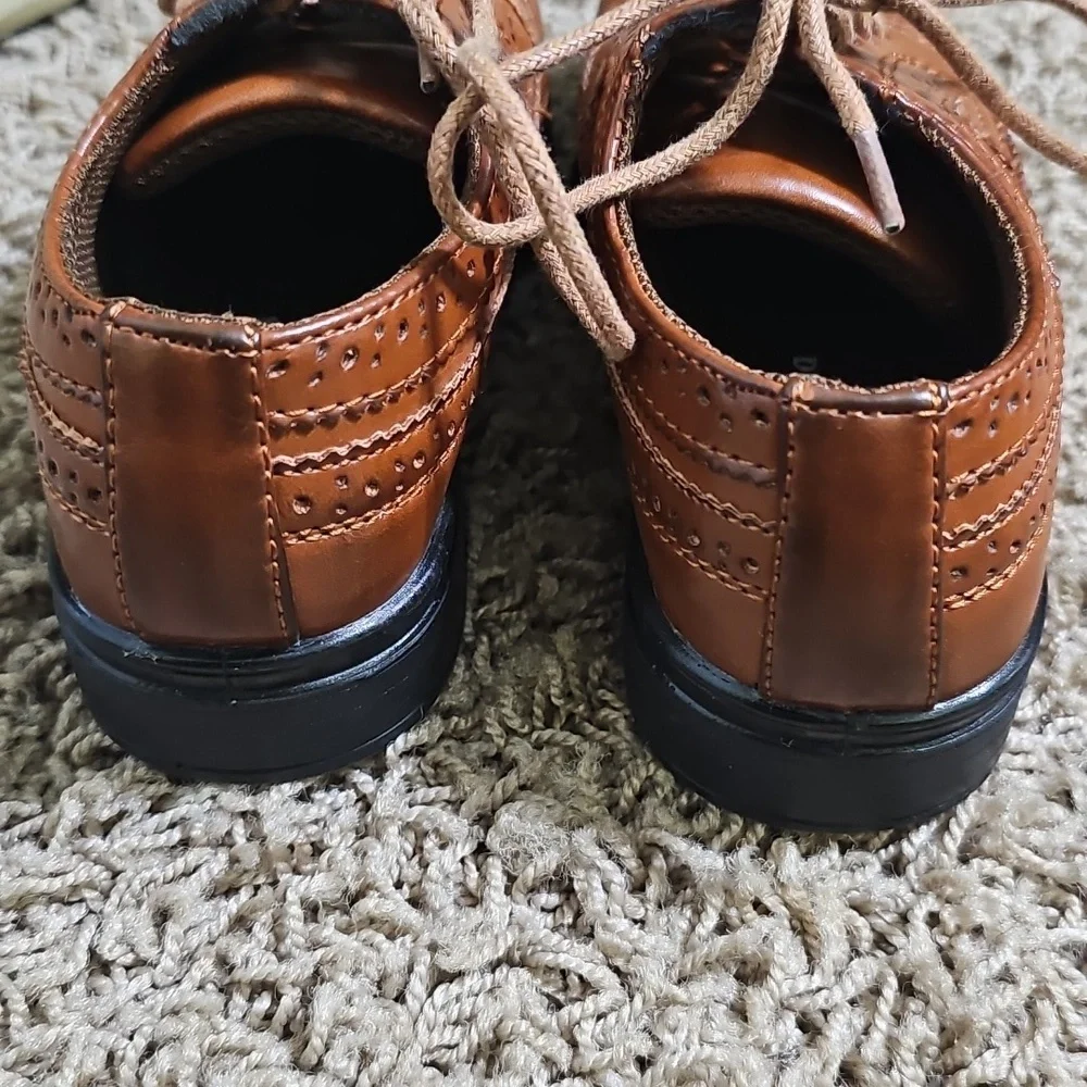 Deer Stags Boy's Brown Ace Wing Tip Oxford Shoes Lace Up - Picture 7 of 8